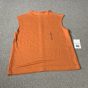 Kasper Womens Tank Top Size Large Orange Knit Sleeveless Mock‎ Neck NWT